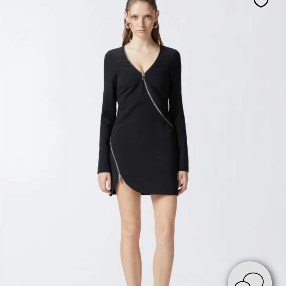 New season🔥dress zipped crepe V-neck minidress  PINKO size 42 Italian equi to 6